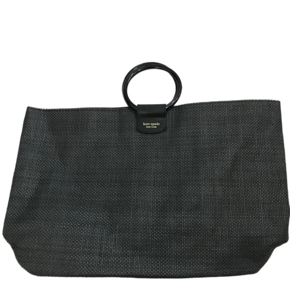 Kate Spade New York Black Woven Tote Beach Bag - Picture 1 of 6